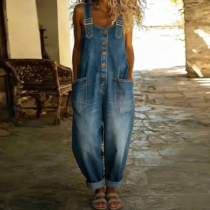 Mae | Vintage soft cotton denim effect overalls