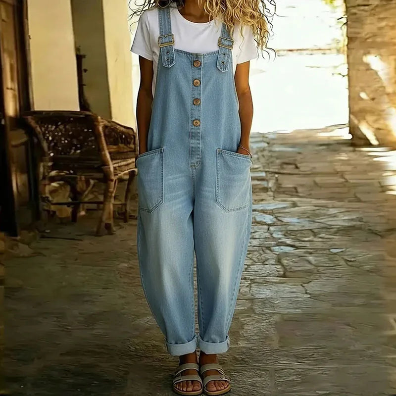 Mae | Vintage soft cotton denim effect overalls