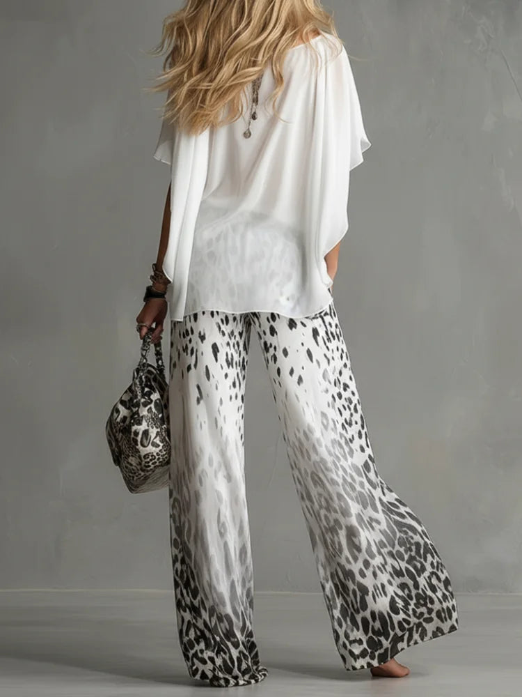 Ezra | Fluid set with blouse and wide printed pants
