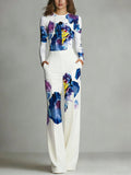 Sienna | Color-Blocked Crew Neck Top and Trousers Set