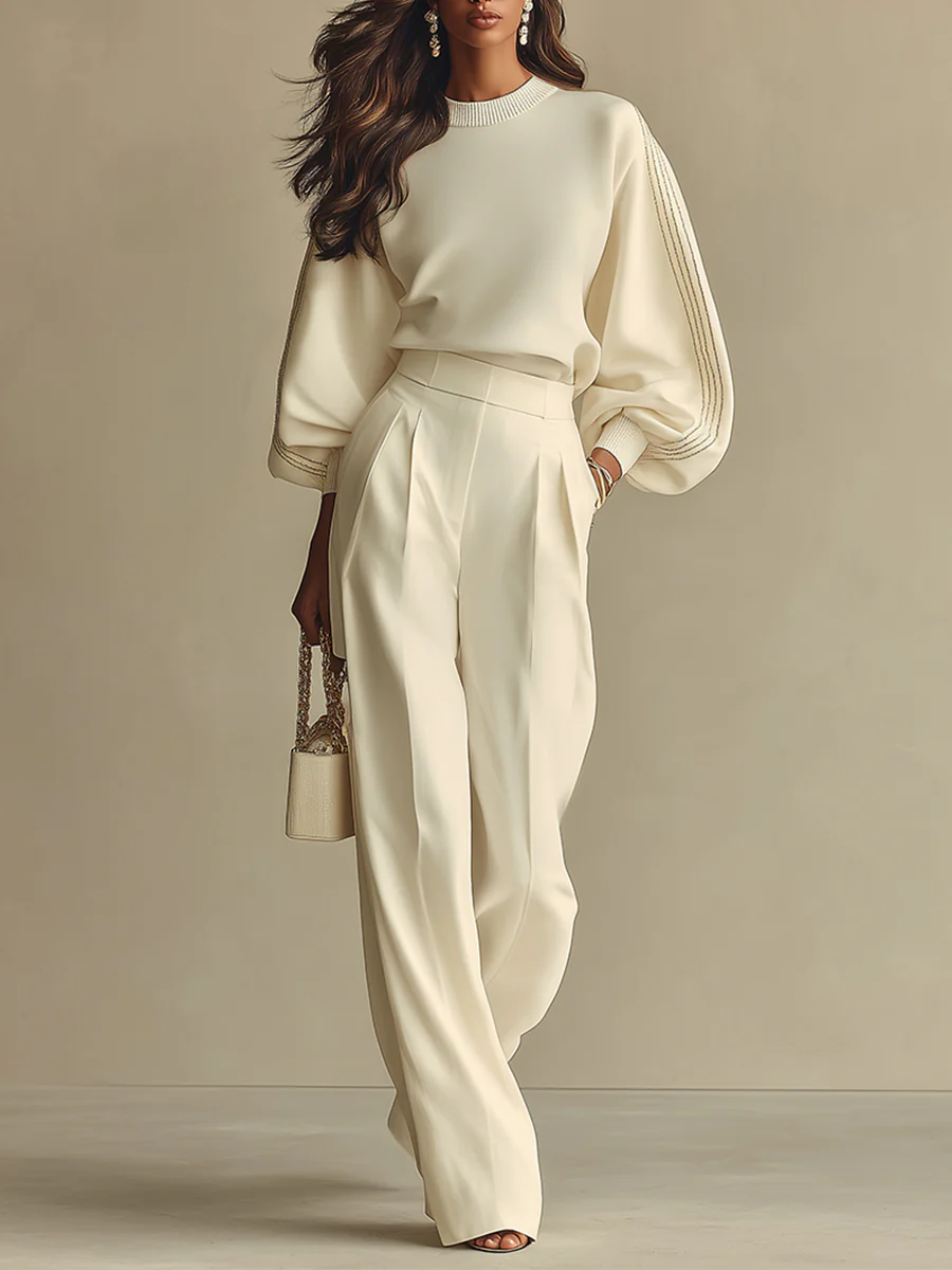 Hannah | Ribbed Set with Wide Pants