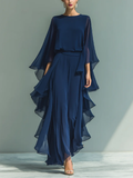Nina | Chiffon Bell-Sleeve Top and Ruffled Pants Set