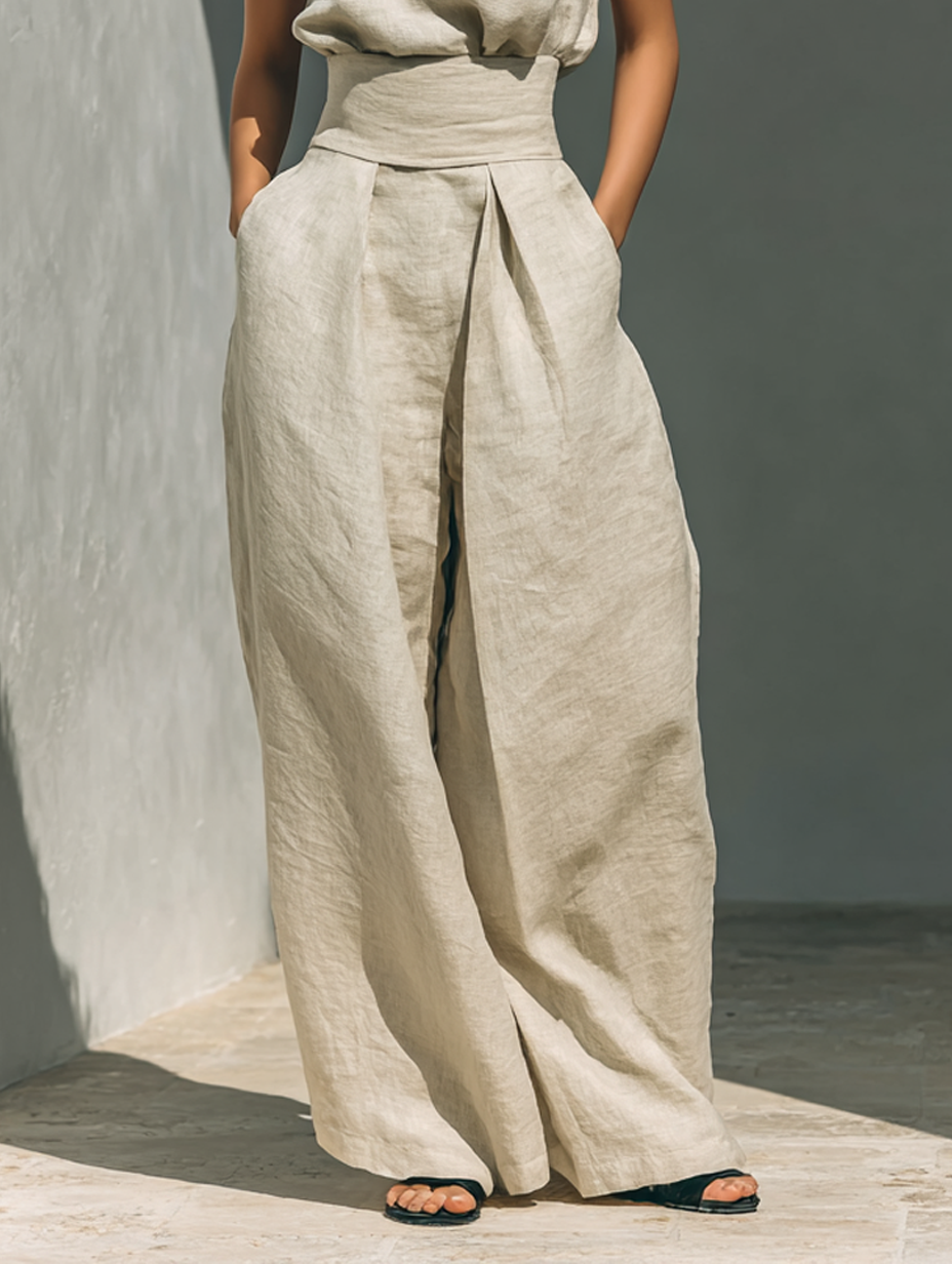 Dorothy | Beige Cotton-Linen Two-Piece Set