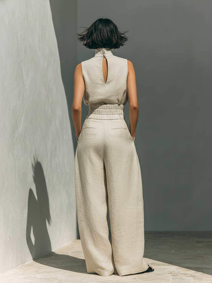 Dorothy | Beige Cotton-Linen Two-Piece Set