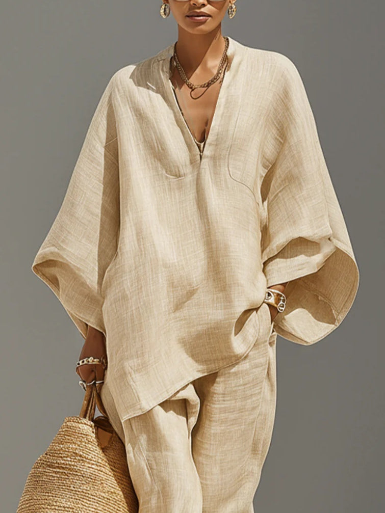 Kiera | Asymmetrical Hem Top and Jogger Pants Suit