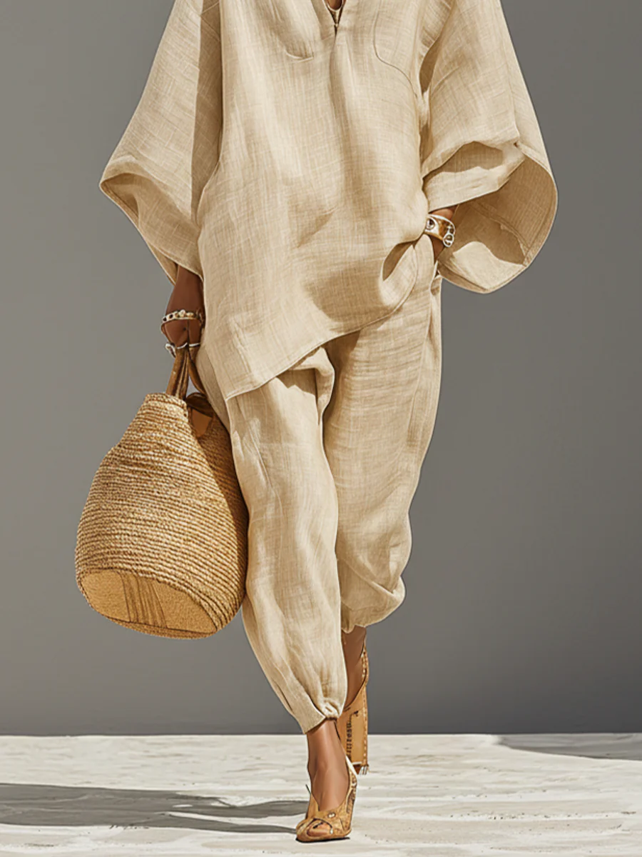 Kiera | Asymmetrical Hem Top and Jogger Pants Suit