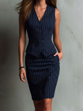 Nora | Pinstripe Vest and Pencil Skirt Set