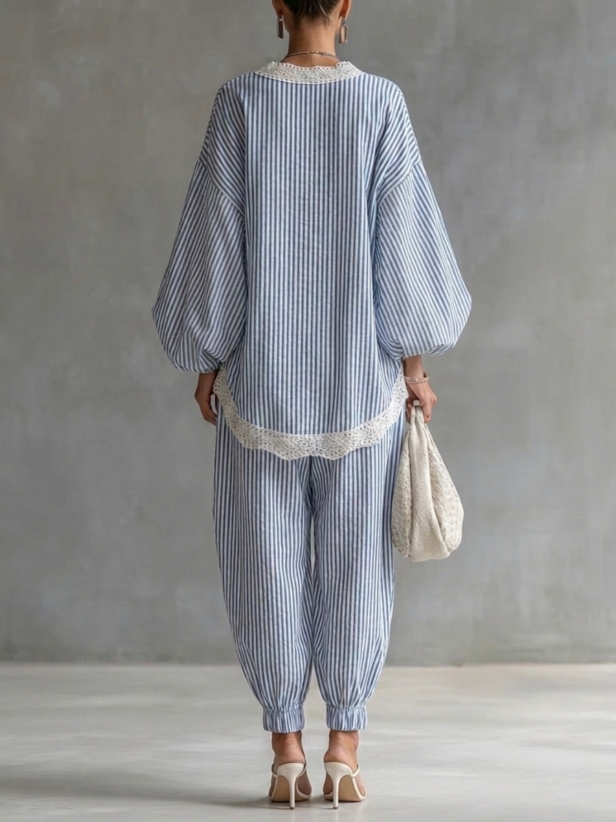 Sofia | Blue Striped Two-piece Set