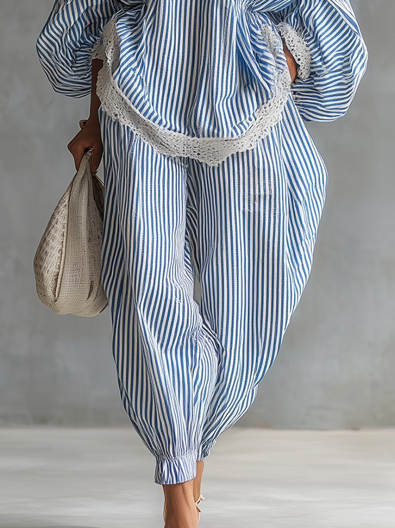 Sofia | Blue Striped Two-piece Set