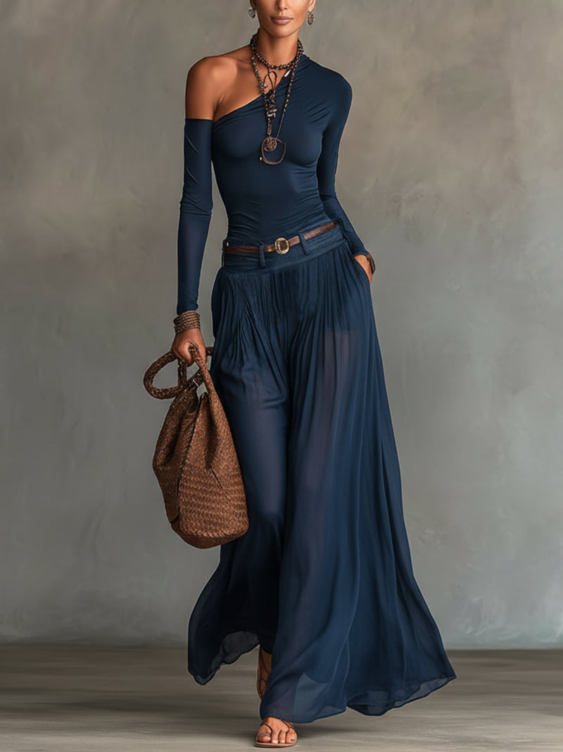 Celeste | One-Shoulder Top and Tulle Skirt Set