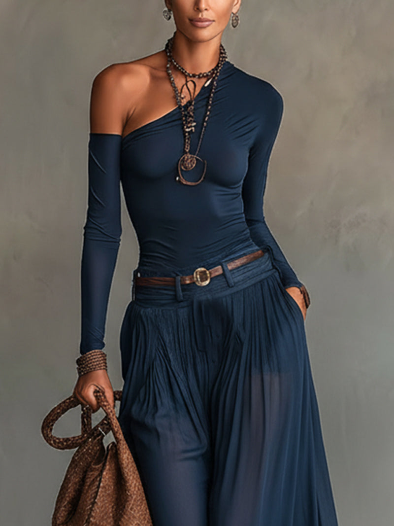 Celeste | One-Shoulder Top and Tulle Skirt Set