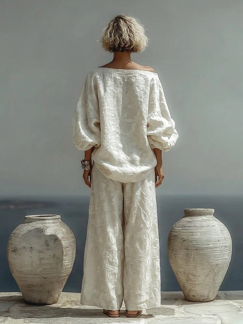 Isabella | Textured Top and Wide-leg Pants Set