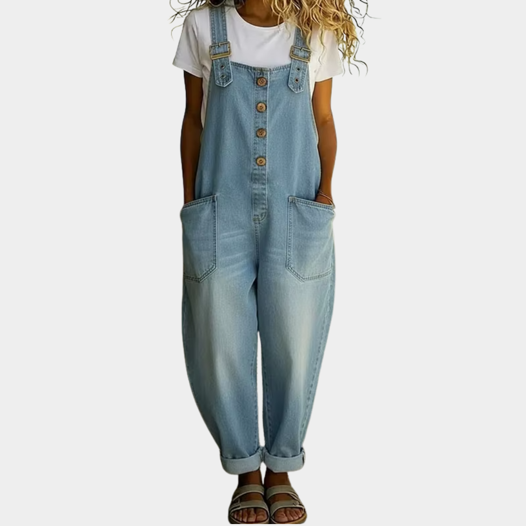 Mae | Vintage soft cotton denim effect overalls