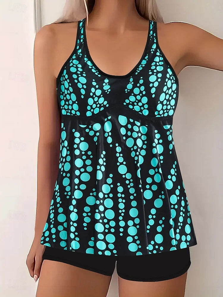 Jade | Tankini set with bubble pattern that covers the belly