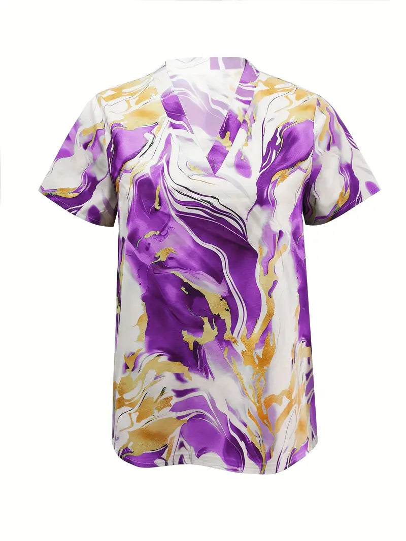 Mildred | Marble Print Short Sleeve Shirt