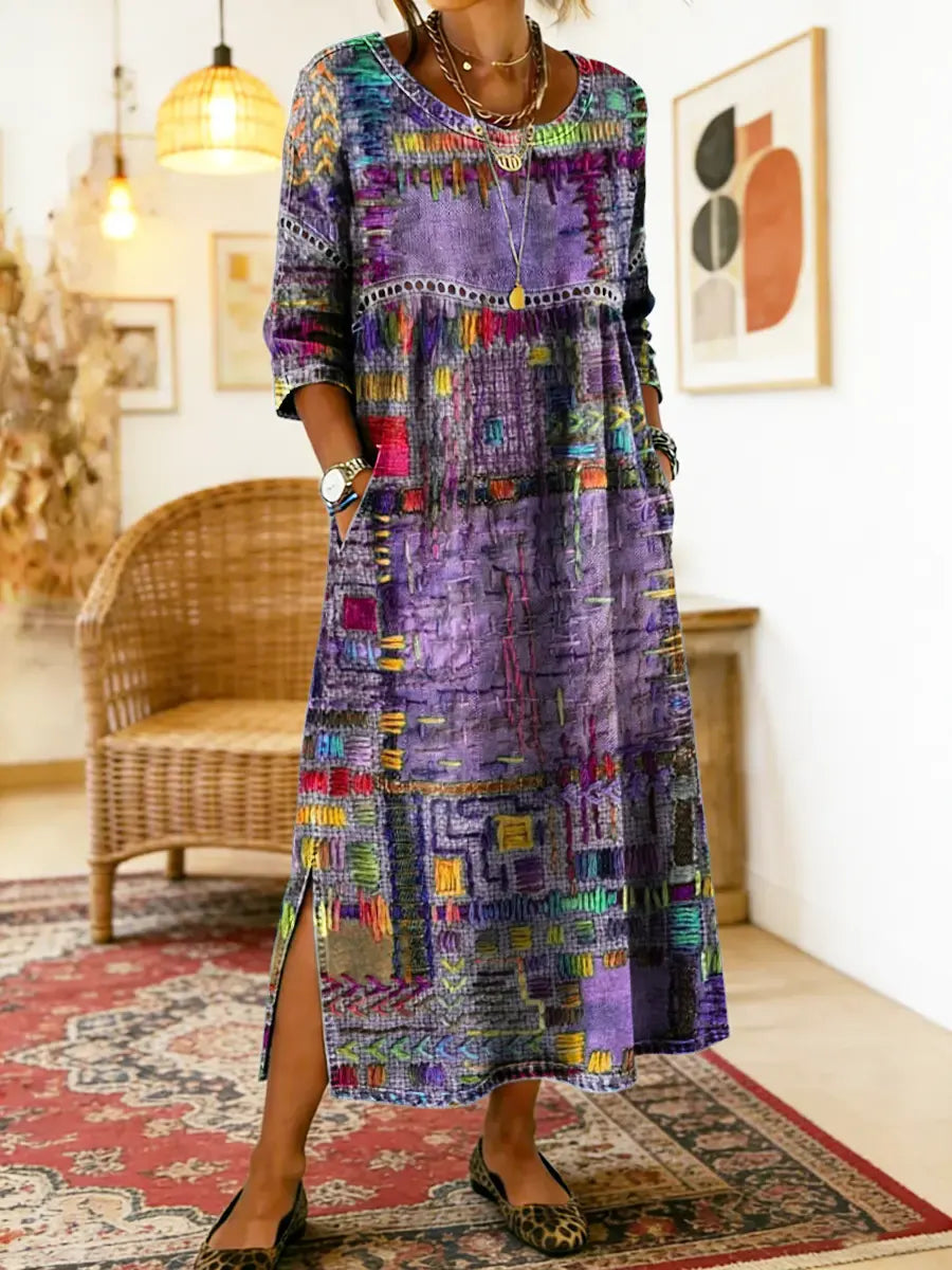 Moira  | Denim Dress with Ethnic Patchwork
