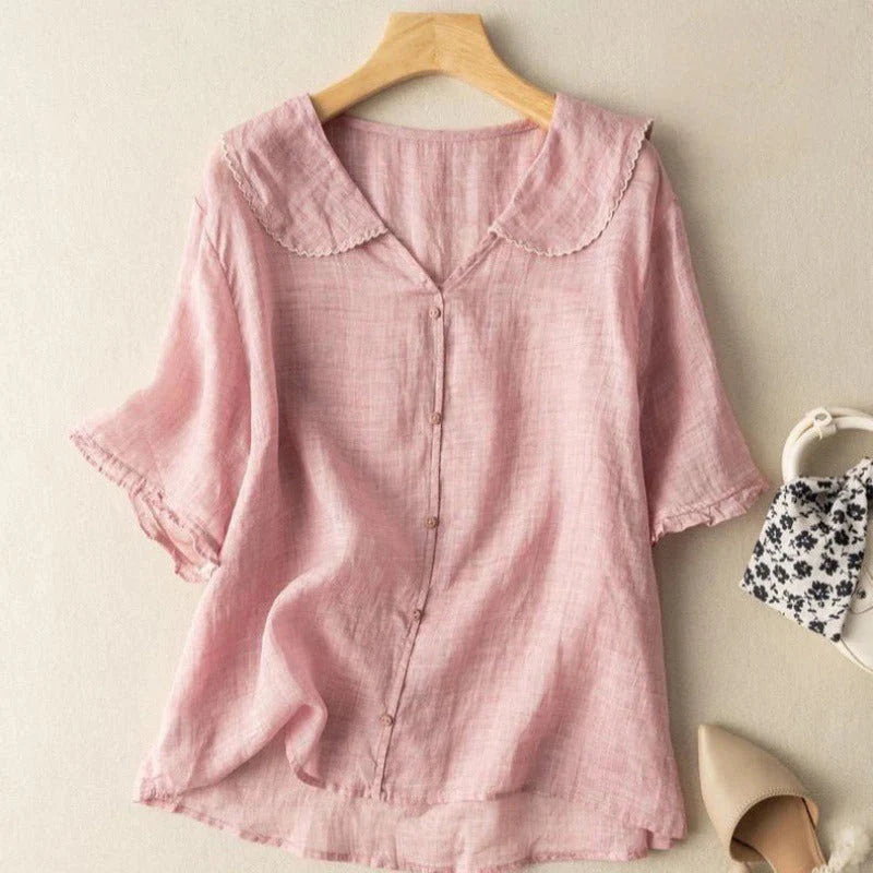 Selena | Cotton Short Sleeve Blouse