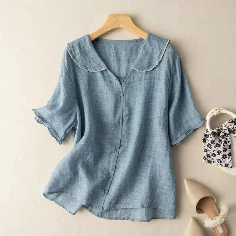 Selena | Cotton Short Sleeve Blouse