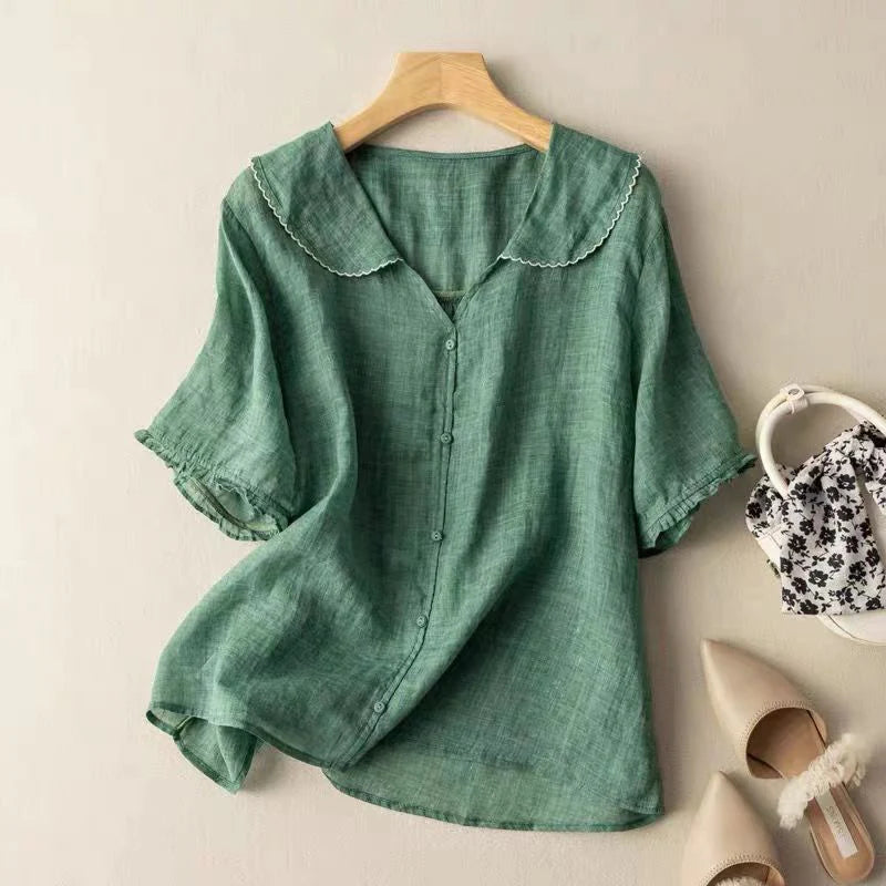 Selena | Cotton Short Sleeve Blouse