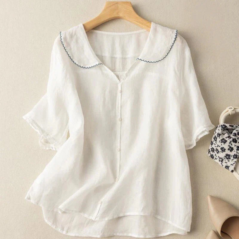 Selena | Cotton Short Sleeve Blouse