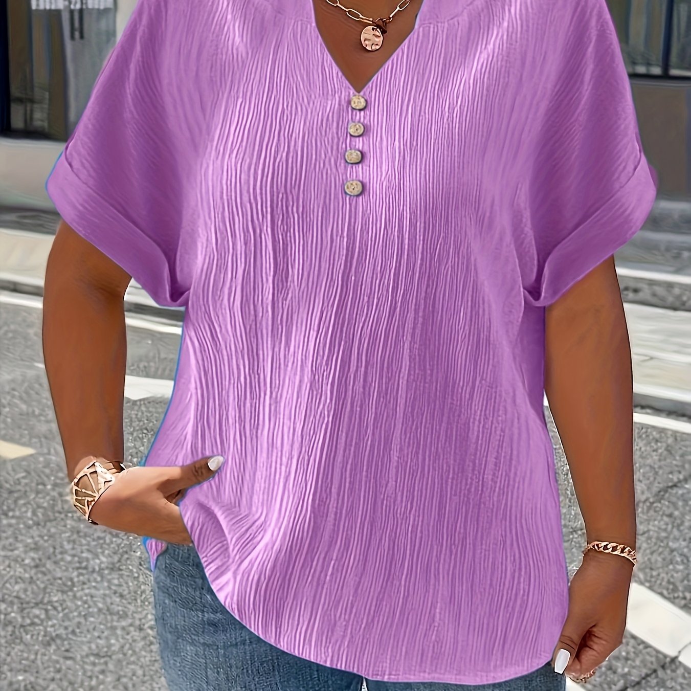 Elaine | Luxe Pleated V-Neck Blouse