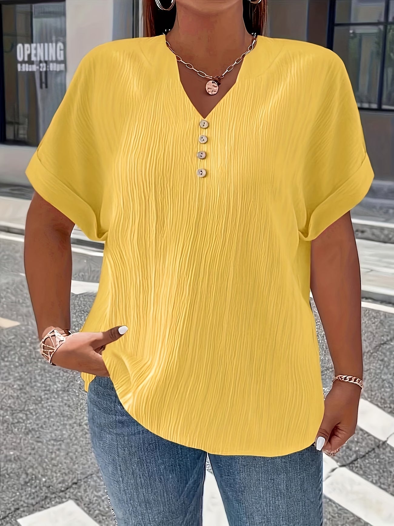 Elaine | Luxe Pleated V-Neck Blouse