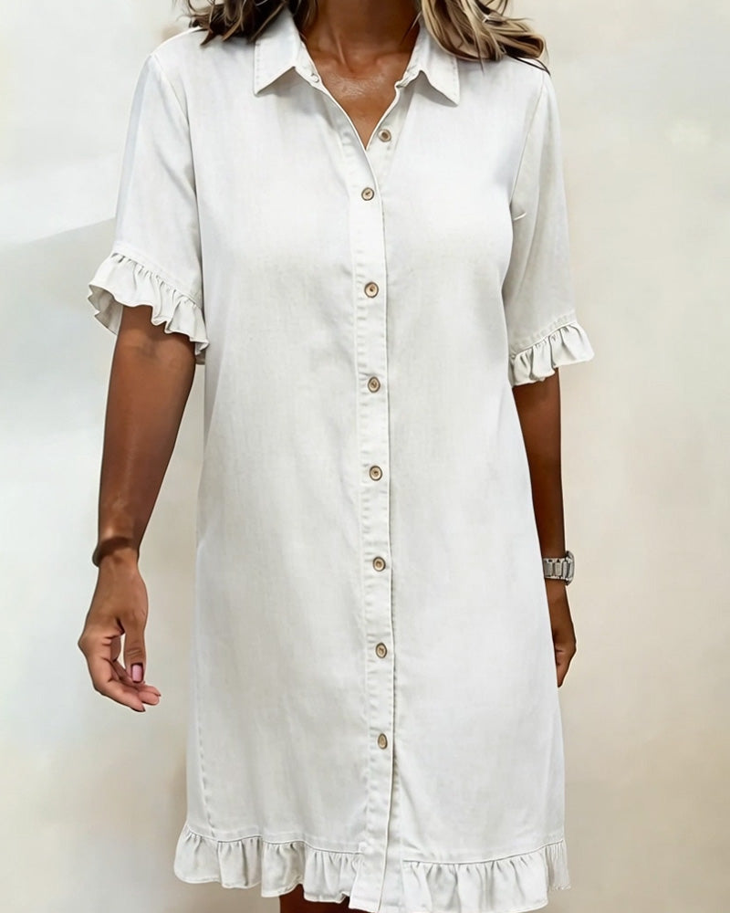 Vanessa | Comfortable Denim Dress with Flattering Ruching