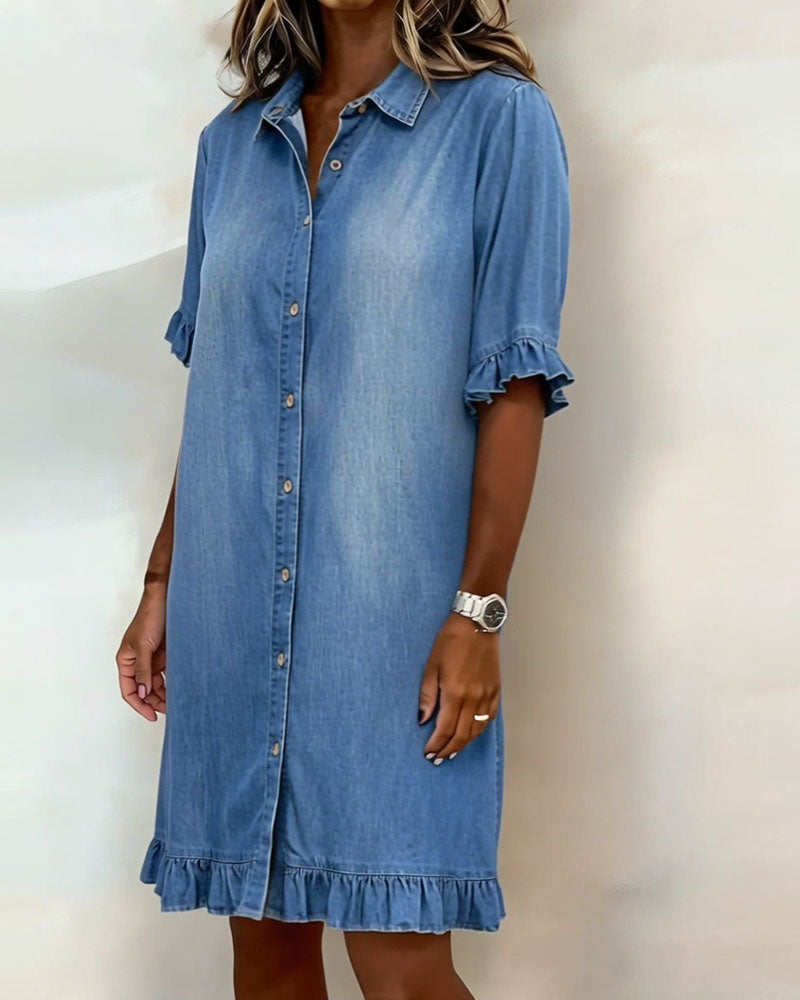 Vanessa | Comfortable Denim Dress with Flattering Ruching