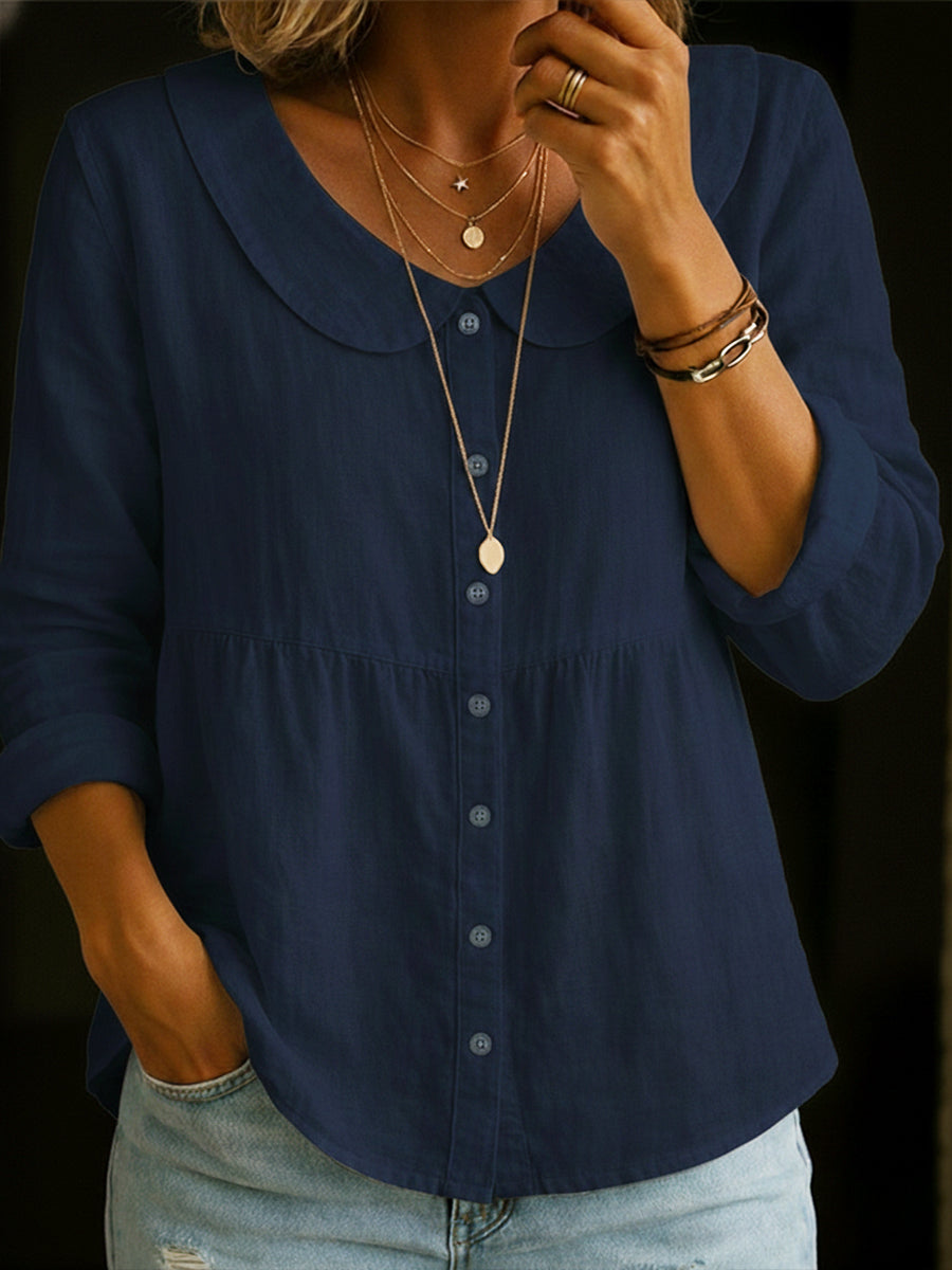 Arla | Blouse with Peter Pan Collar Made of Soft Linen
