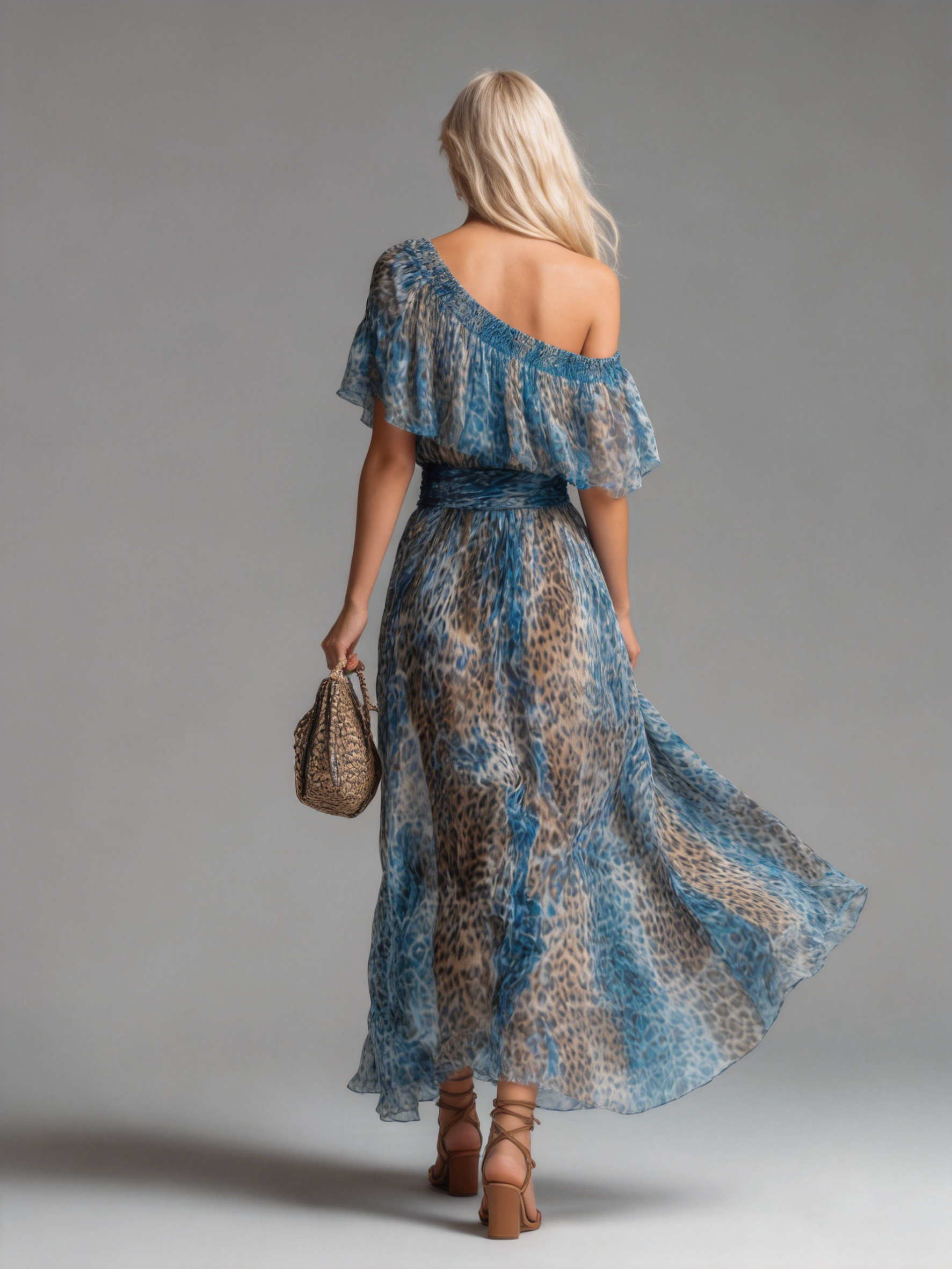 Selena | Leopard Print Chiffon Off-Shoulder Maxi Dress
