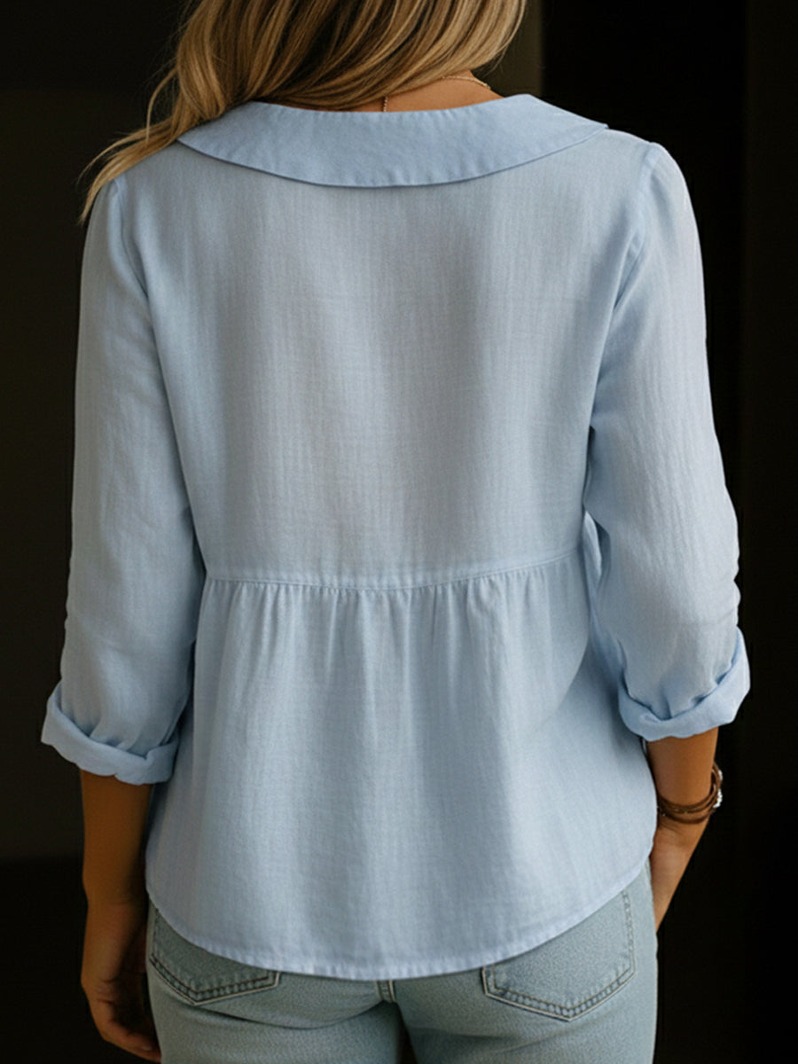 Arla | Blouse with Peter Pan Collar Made of Soft Linen