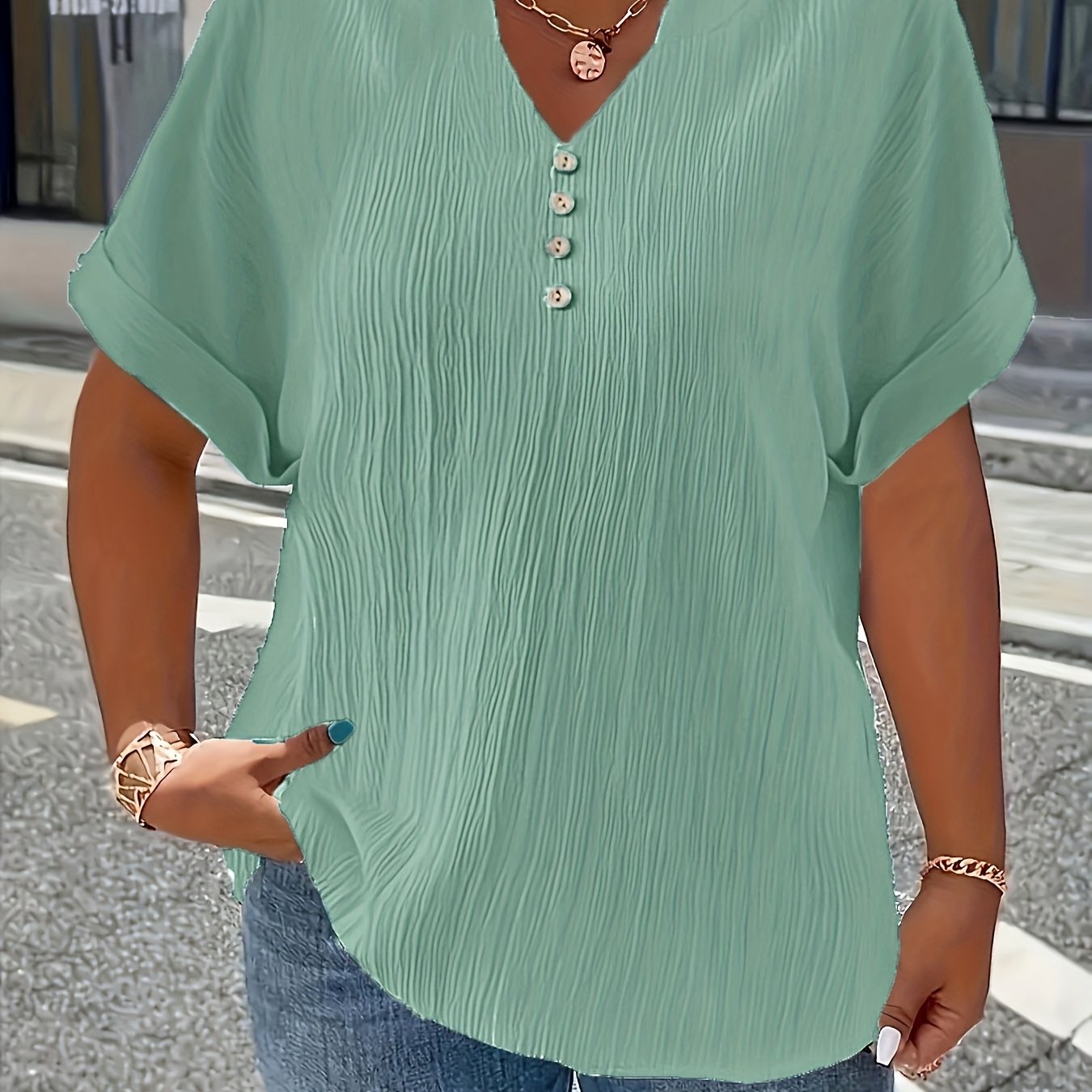 Elaine | Luxe Pleated V-Neck Blouse