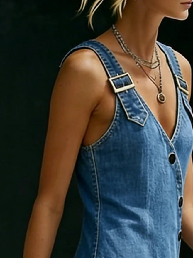 Vera | Long Button-Up Denim Dress