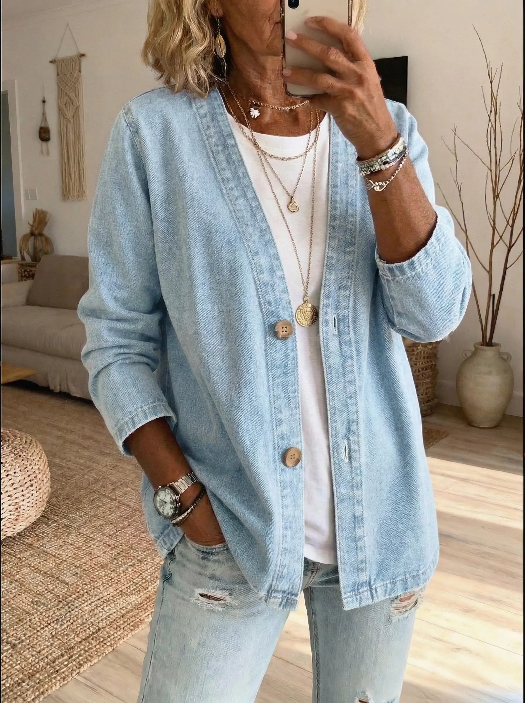 Daphne | Denim Button Cardigan