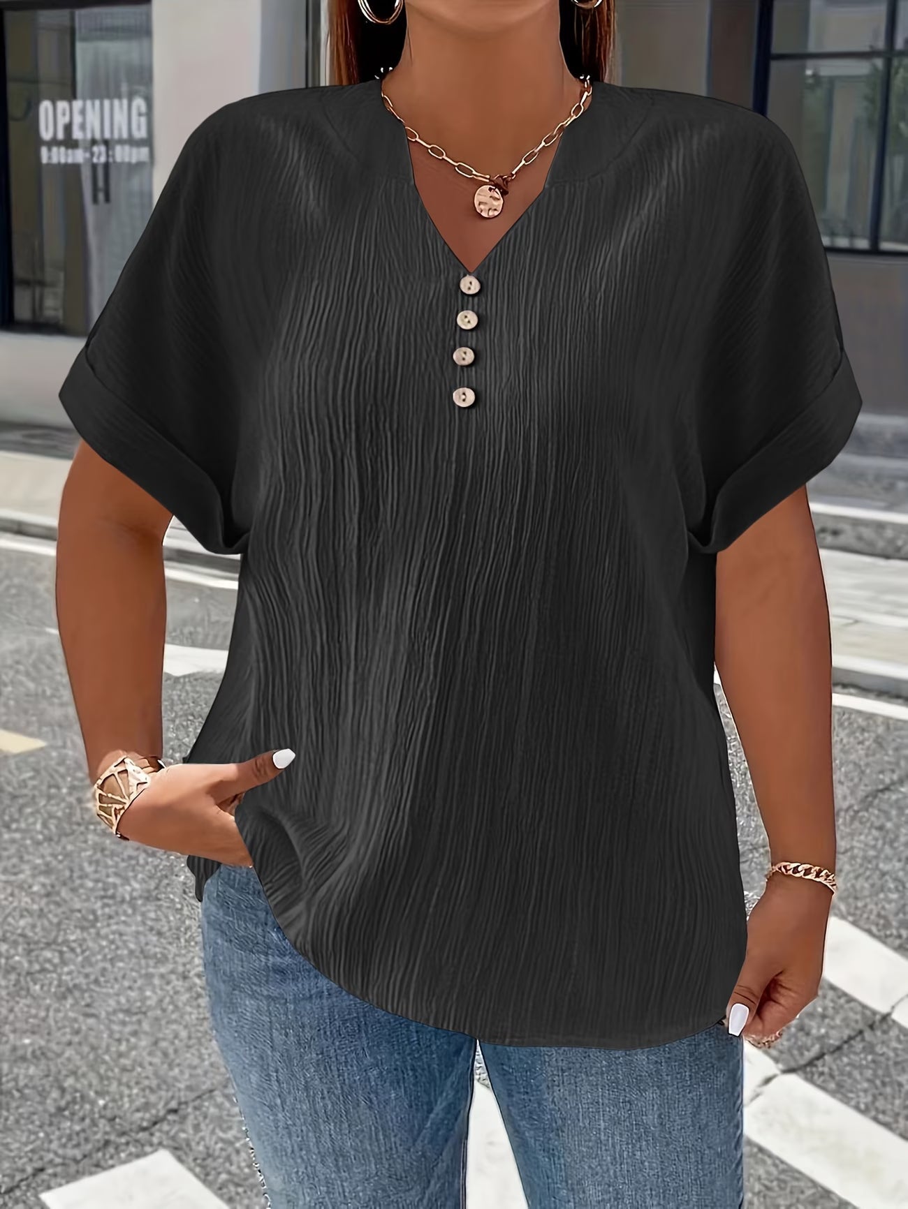 Elaine | Luxe Pleated V-Neck Blouse