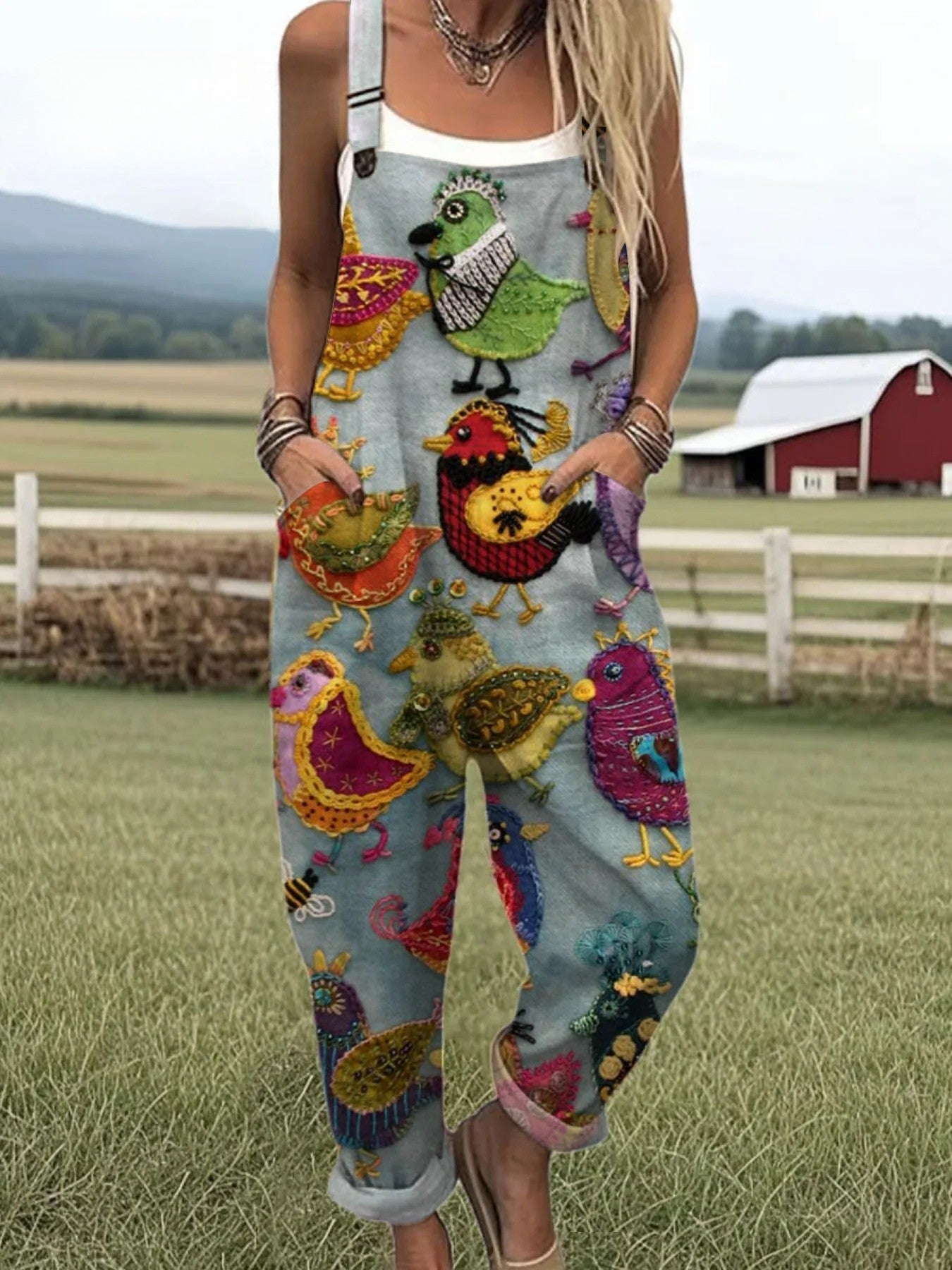 Vera | Vintage Colourful Bird Jumpsuit
