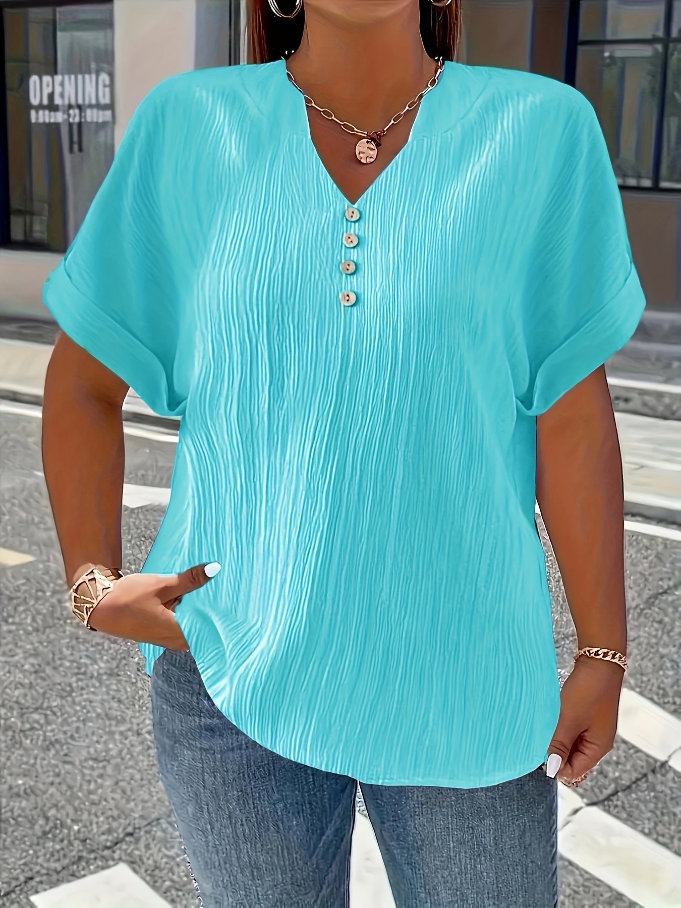 Elaine | Luxe Pleated V-Neck Blouse