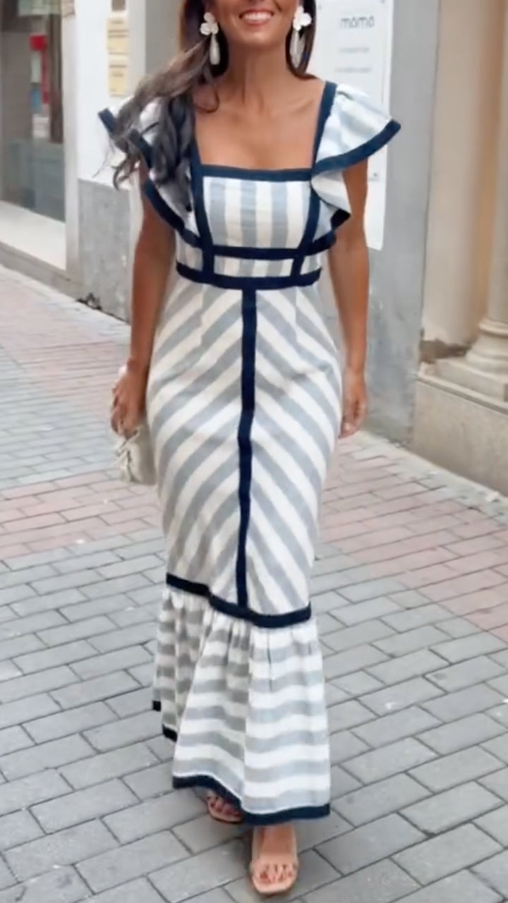 Divina | Retro Striped Maxi Dress