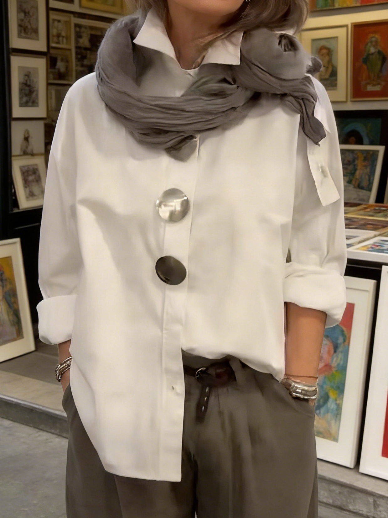 Rosa | Statement Button Stand Collar Blouse
