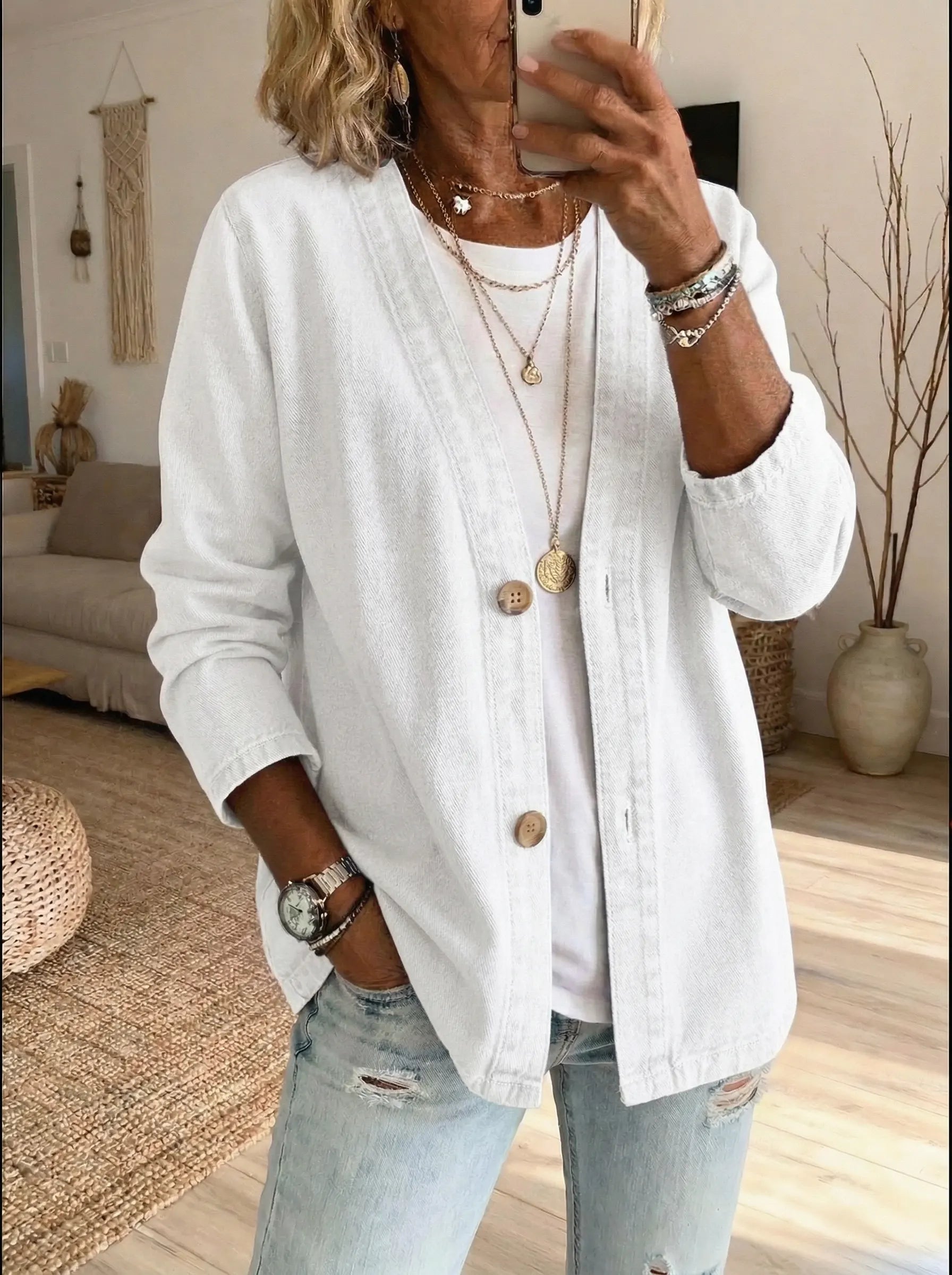 Daphne | Denim Button Cardigan