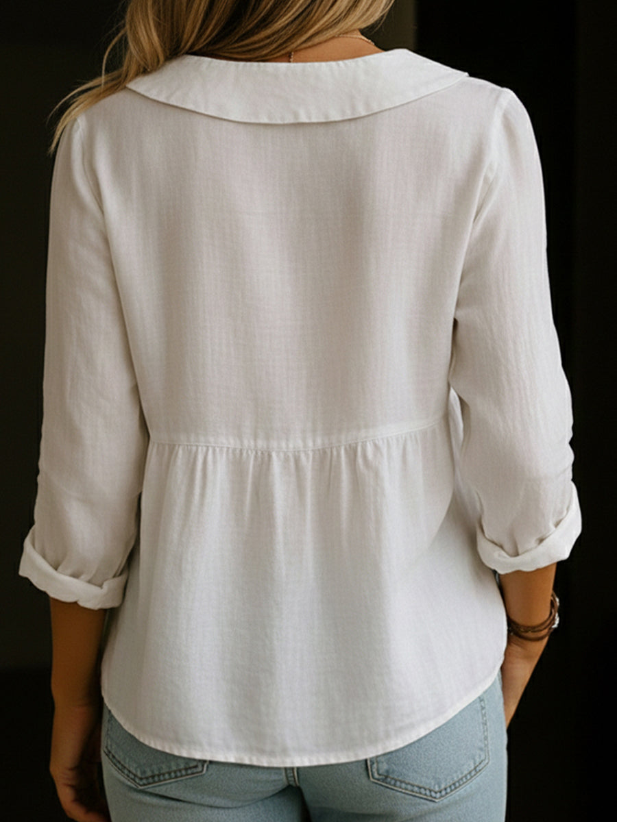 Arla | Blouse with Peter Pan Collar Made of Soft Linen