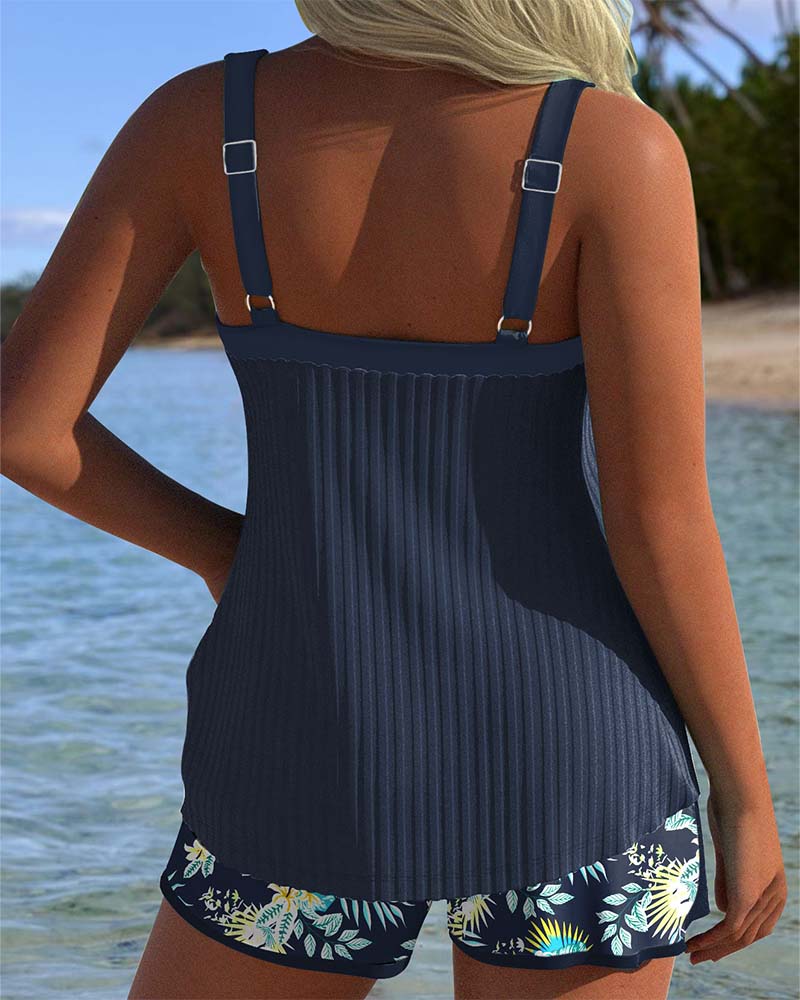 Lana | Striped tankini with matching beach shorts in two pieces