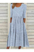 Alessia | ELEGANT STRIPED TUMMY-COVERAGE MIDI DRESS