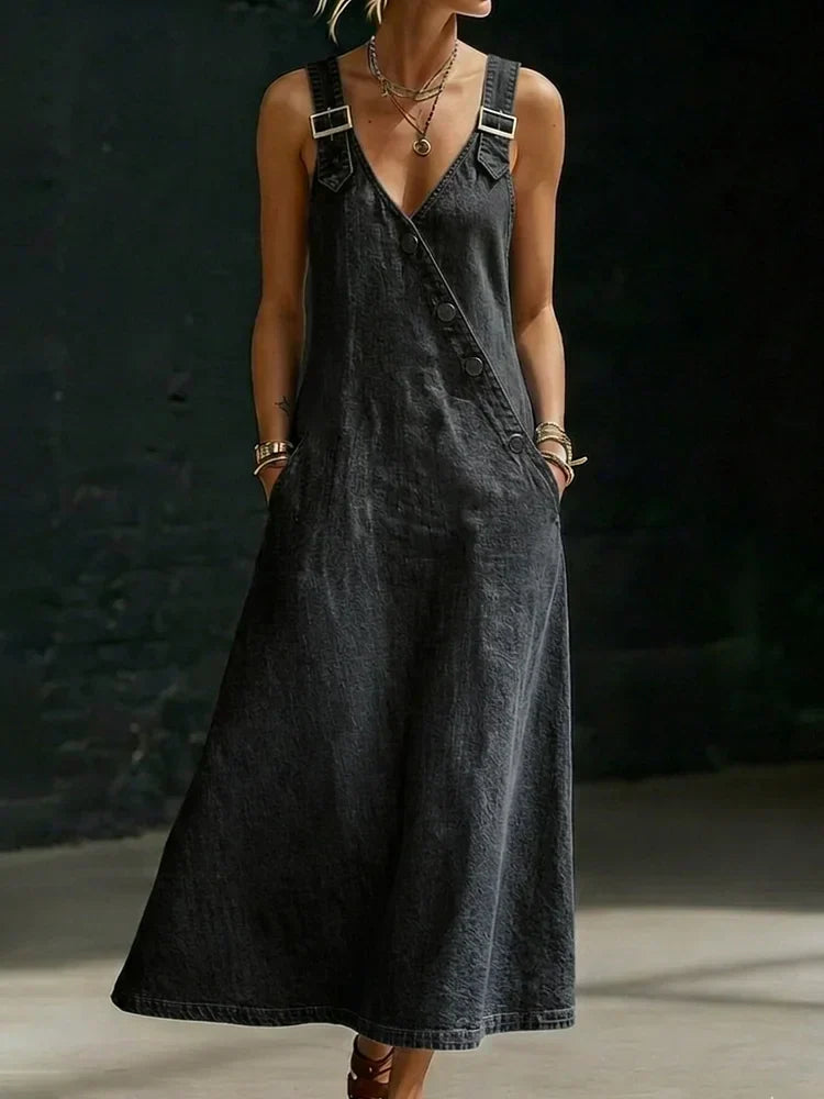 Vera | Long Button-Up Denim Dress