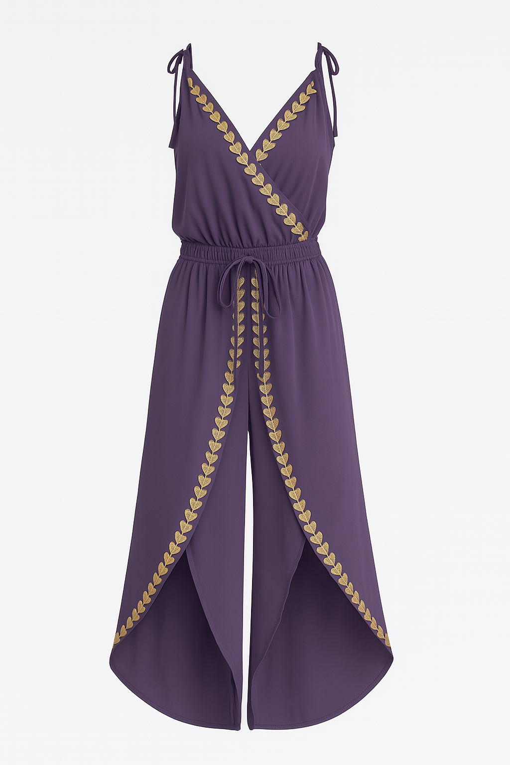 Dona | Unique Jumpsuit with Golden Details and Open Leg