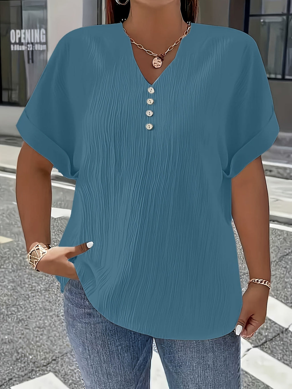 Elaine | Luxe Pleated V-Neck Blouse