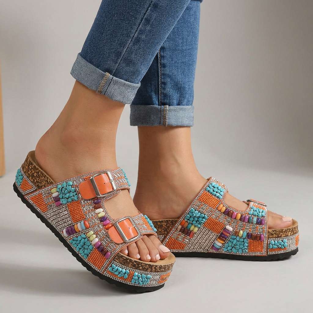 Suzel | Beaded Platform Slides