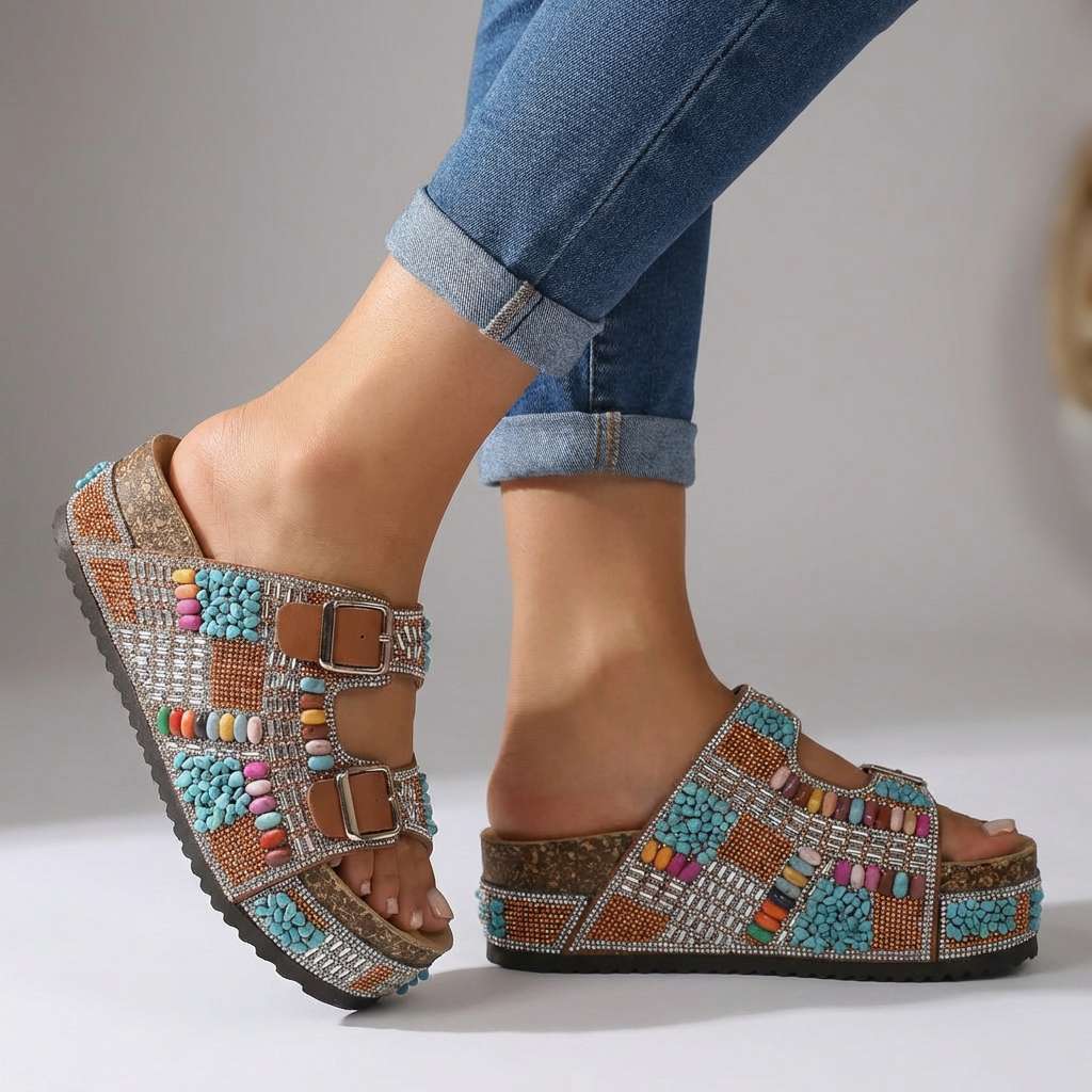 Suzel | Beaded Platform Slides