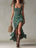 Zara | Bohemian Floral Ruched Maxi Dress