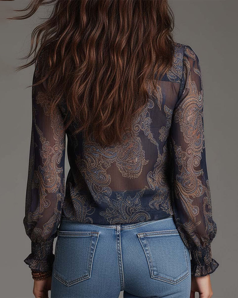Katie | Refined Blouse with Half-Zip and Ruffles